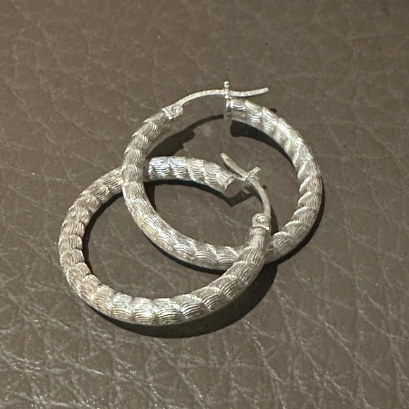 Unique Sterling Silver Hoops - Picture 1 of 4